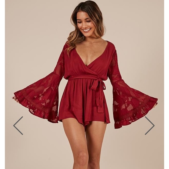 Red Wrap Romper - Picture 1 of 5